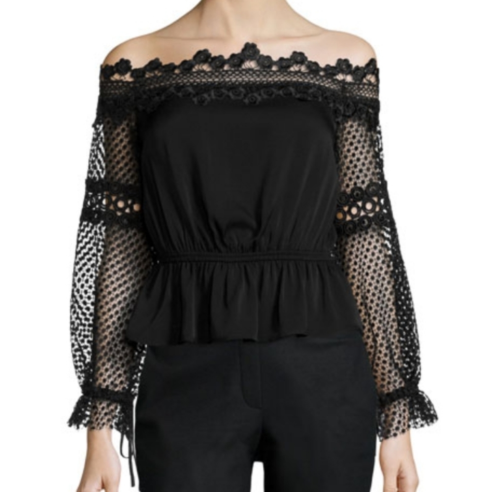 Self-Portrait Off Shoulder Boho Lace Top